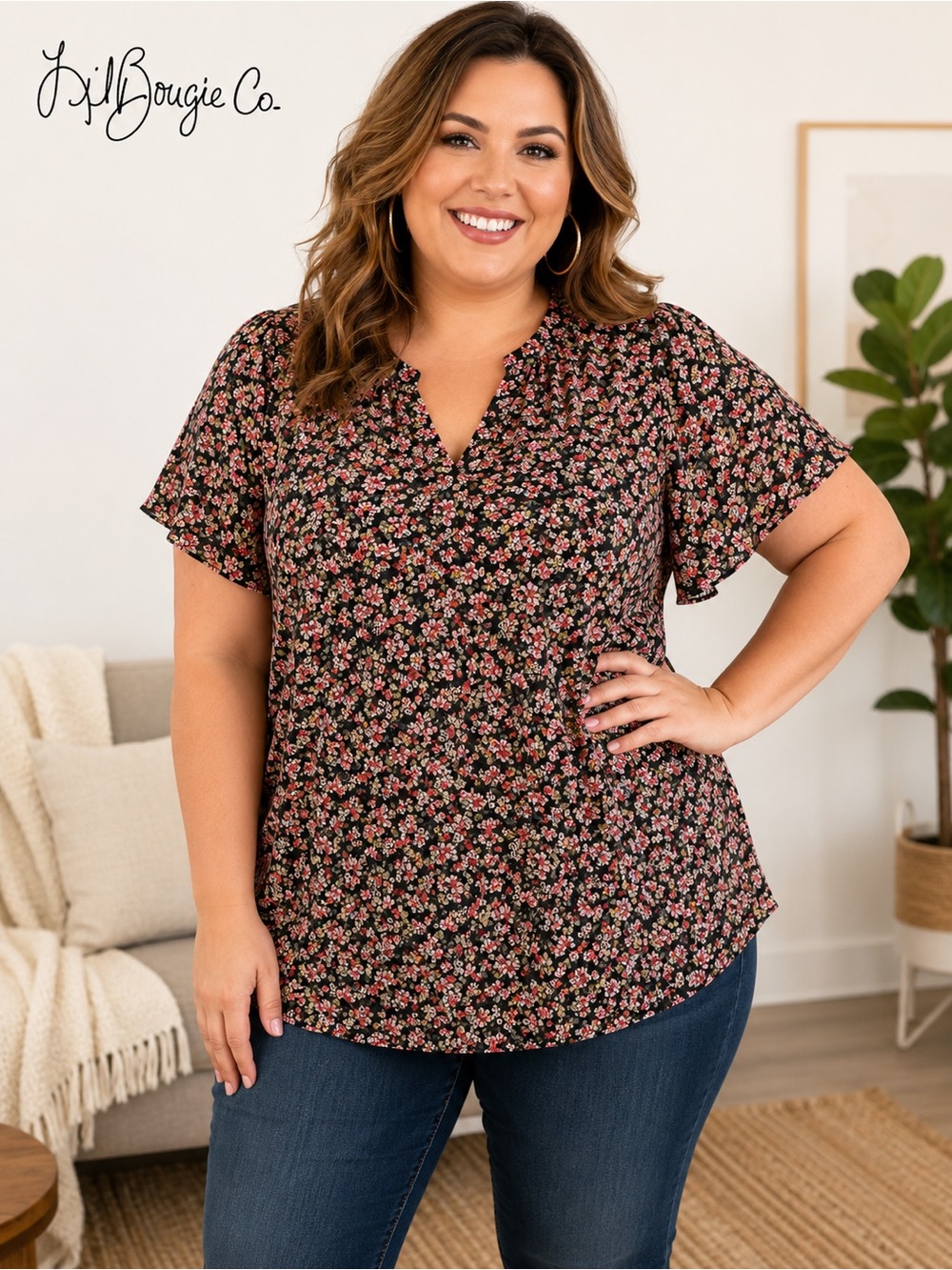 Maurices Floral Flutter Sleeve Blouse | Women’s XL | Cottagecore Boho | EUC